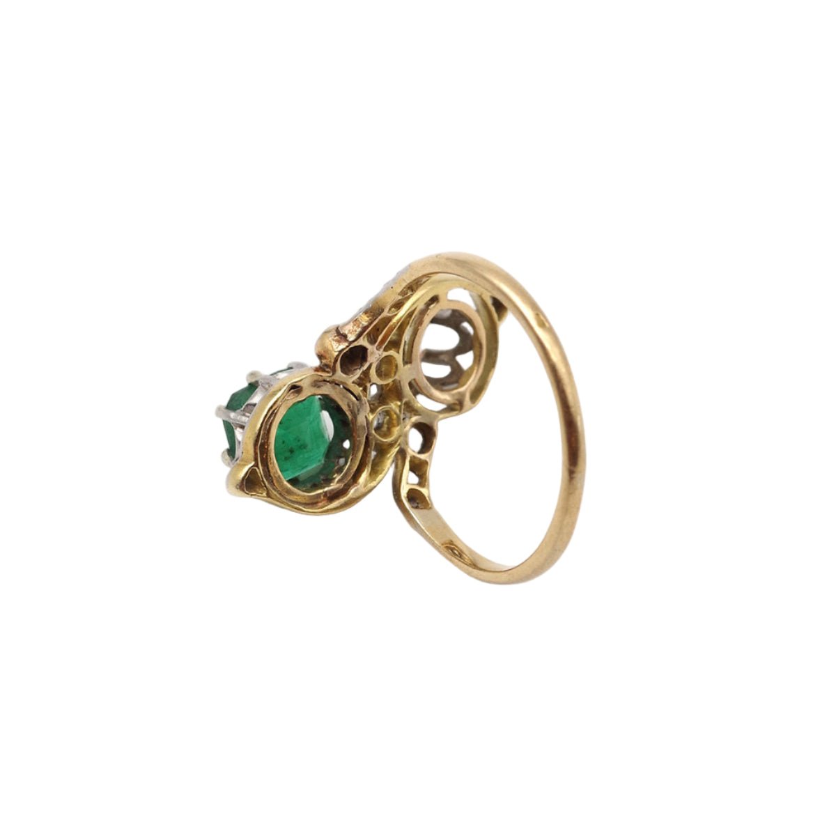 Bague Toi & Moi émeraude diamants en or - Castafiore