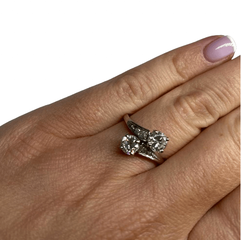 Bague Toi & Moi en or blanc et diamants - Castafiore