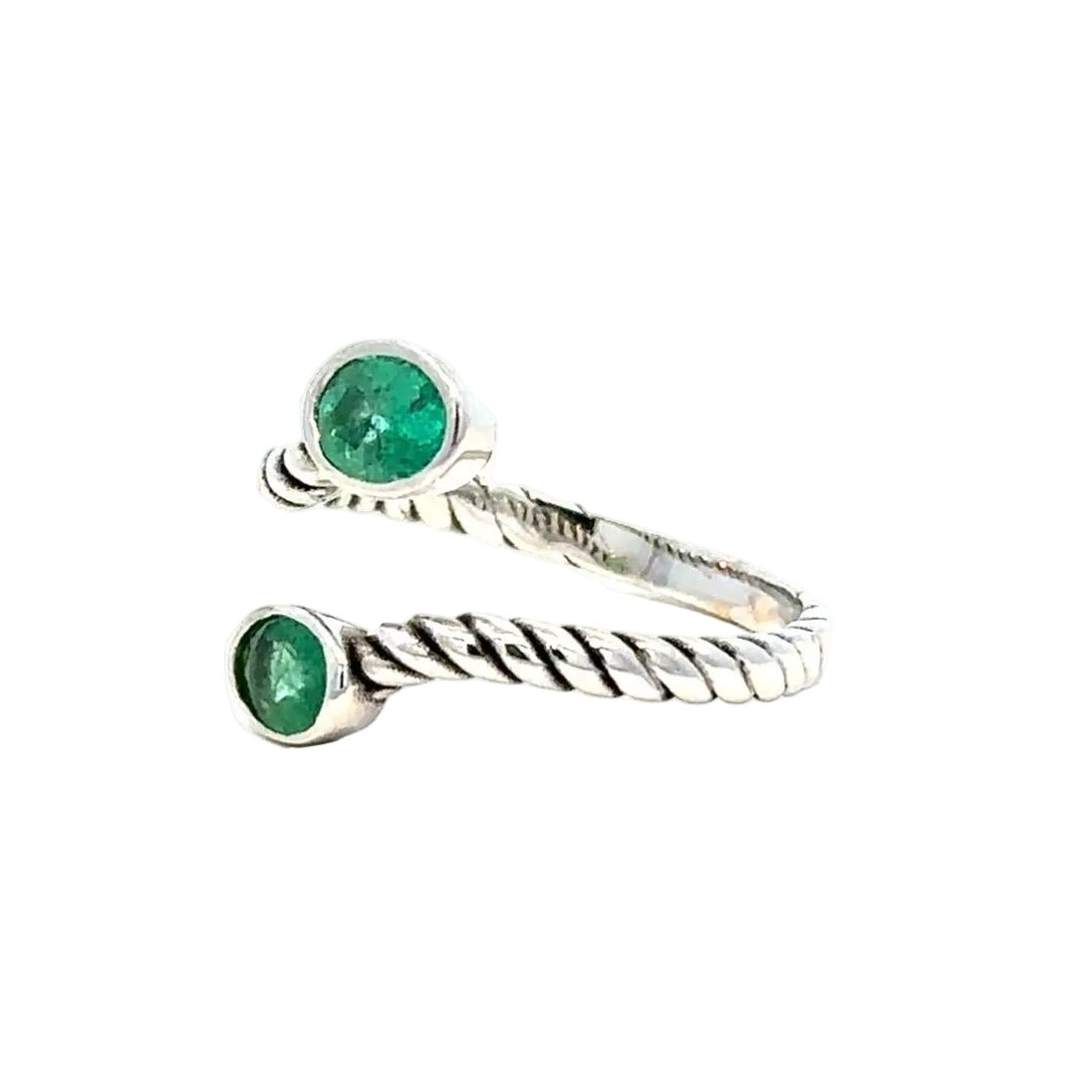 Bague Toi & Moi en or blanc et émeraudes - Castafiore