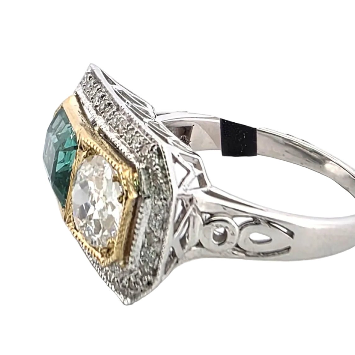 Bague Toi & Moi en or blanc, or jaune, émeraude et diamants - Castafiore