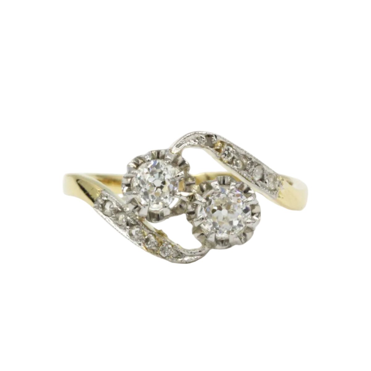 Bague Toi & Moi en or blanc, or jaune et diamants