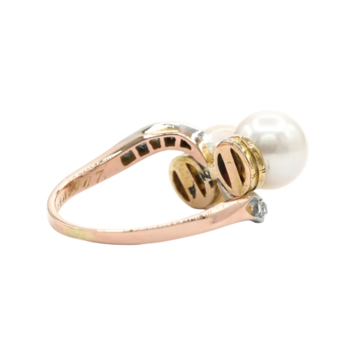 Bague Toi & Moi en or blanc, or jaune, perles et diamants - Castafiore