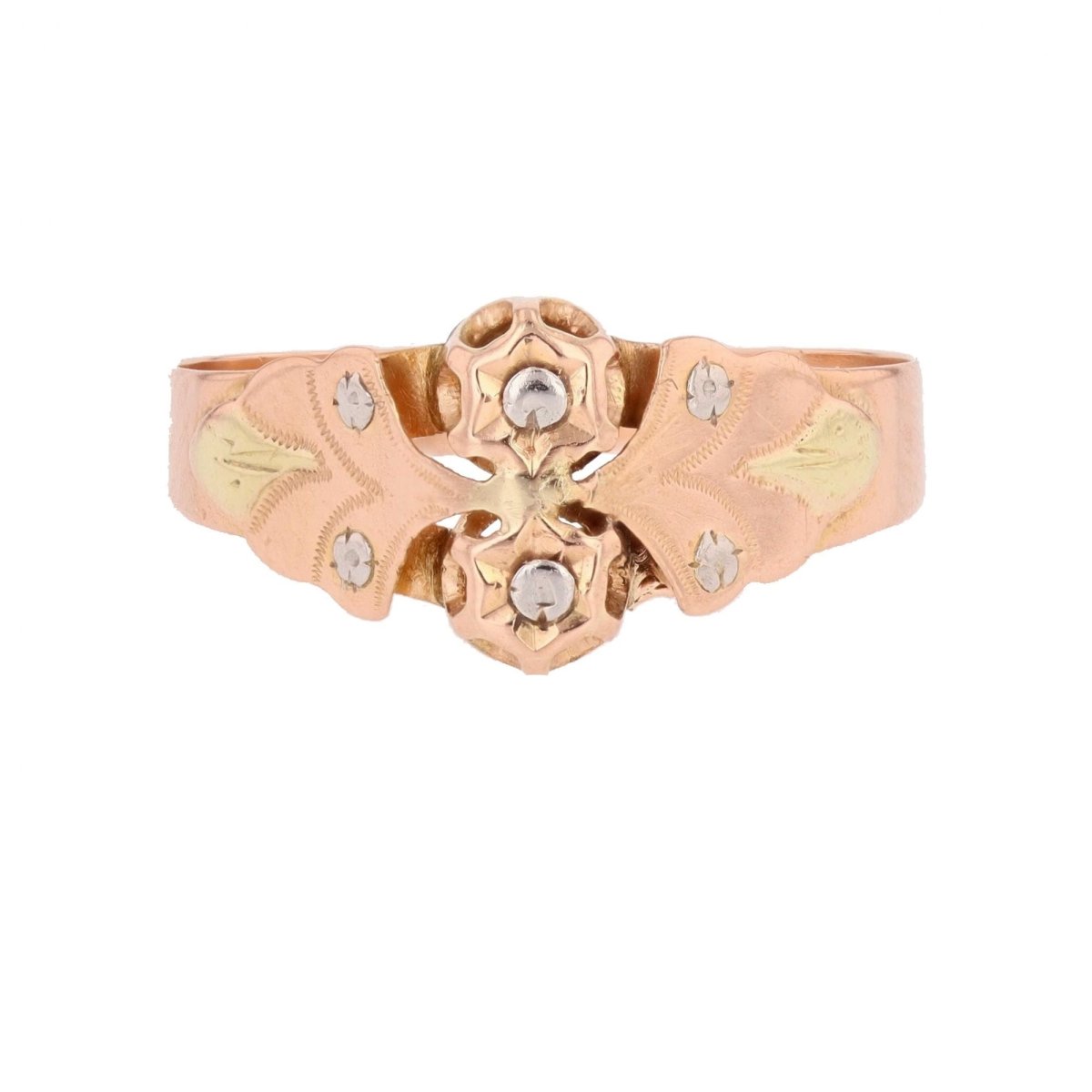 Bague Toi & Moi en or blanc, or rose et or vert - Castafiore