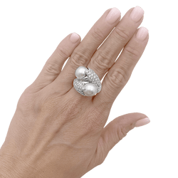 Bague Toi & Moi en or blanc, perles et diamants - Castafiore