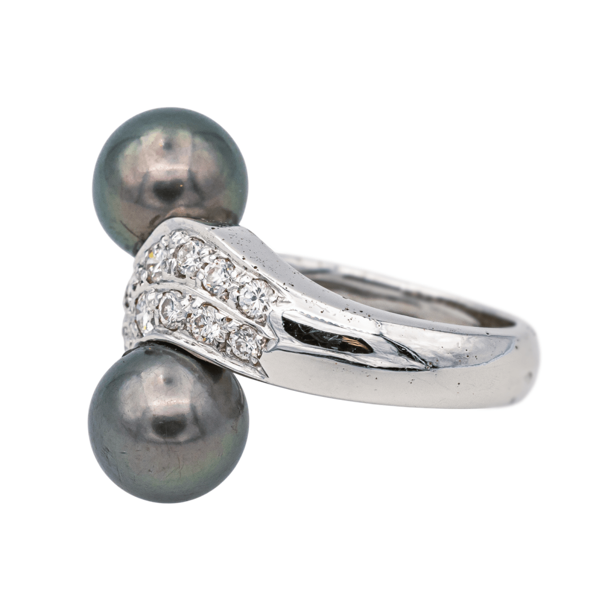 Bague Toi & Moi en or blanc, perles et diamants - Castafiore