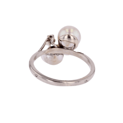 Bague Toi & Moi en or blanc, perles et diamants - Castafiore