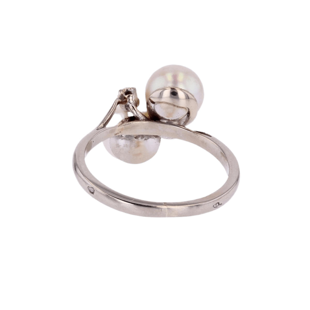 Bague Toi & Moi en or blanc, perles et diamants - Castafiore