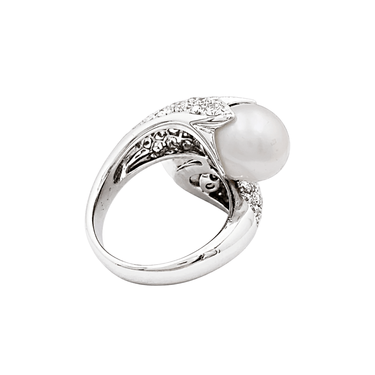 Bague Toi & Moi en or blanc, perles et diamants - Castafiore