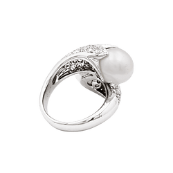 Bague Toi & Moi en or blanc, perles et diamants - Castafiore