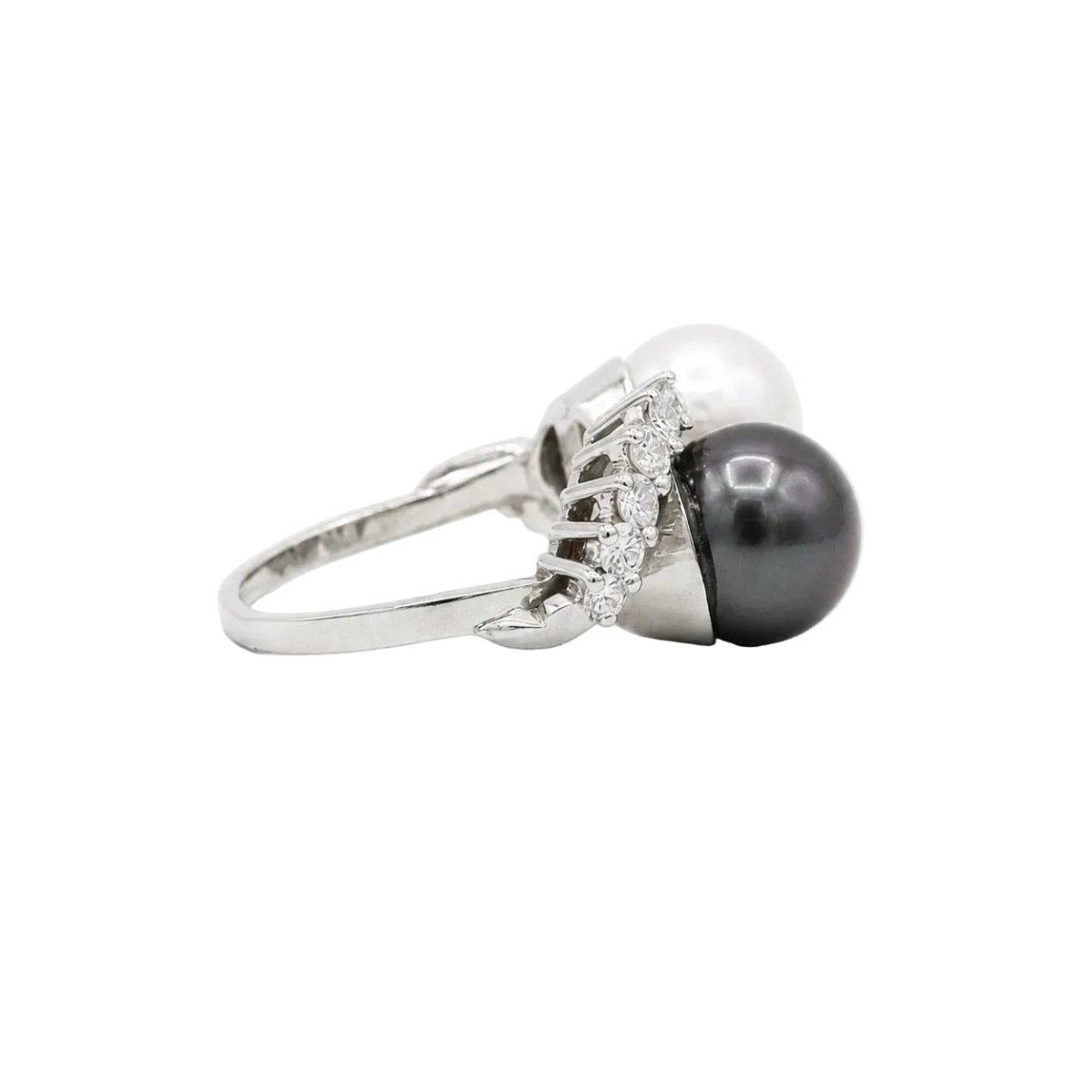 Bague Toi & Moi en or blanc, perles et diamants - Castafiore