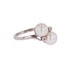 Bague Toi & Moi en or blanc, perles et diamants - Castafiore