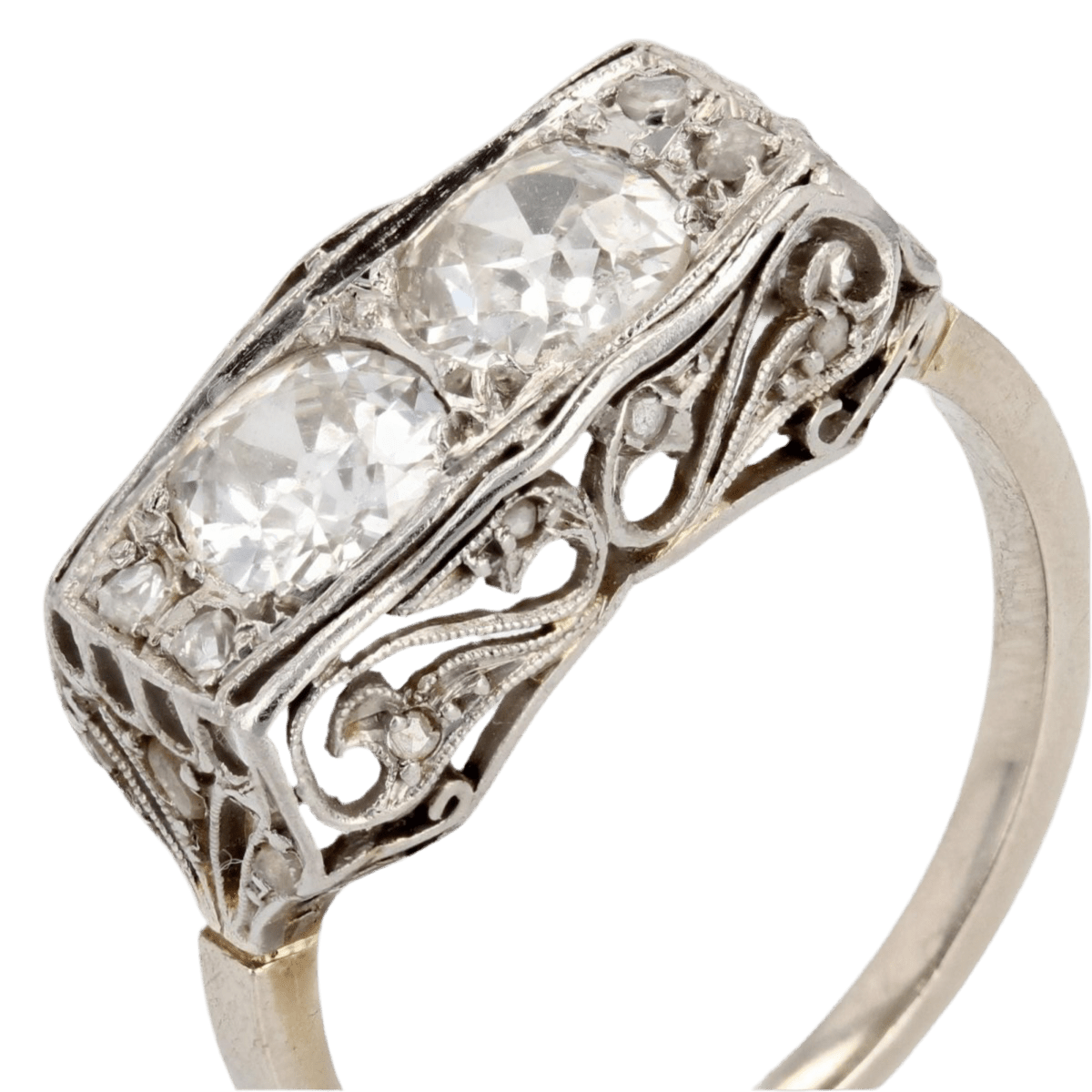 Bague Toi & Moi en or blanc, platine et diamants - Castafiore