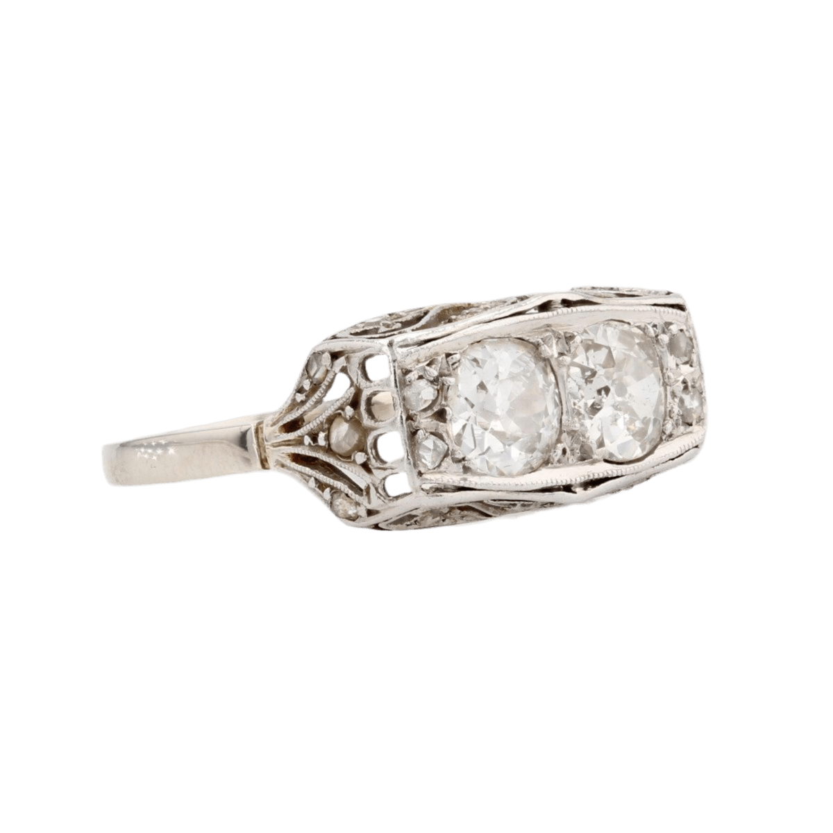 Bague Toi & Moi en or blanc, platine et diamants - Castafiore