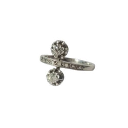 Bague Toi & Moi en or blanc, platine et diamants - Castafiore