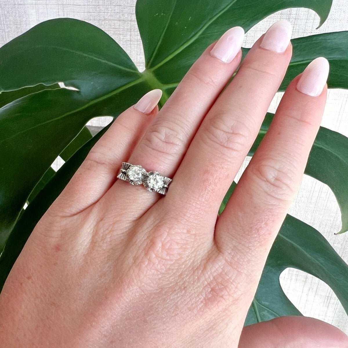 Bague Toi & Moi en or blanc, platine et diamants - Castafiore