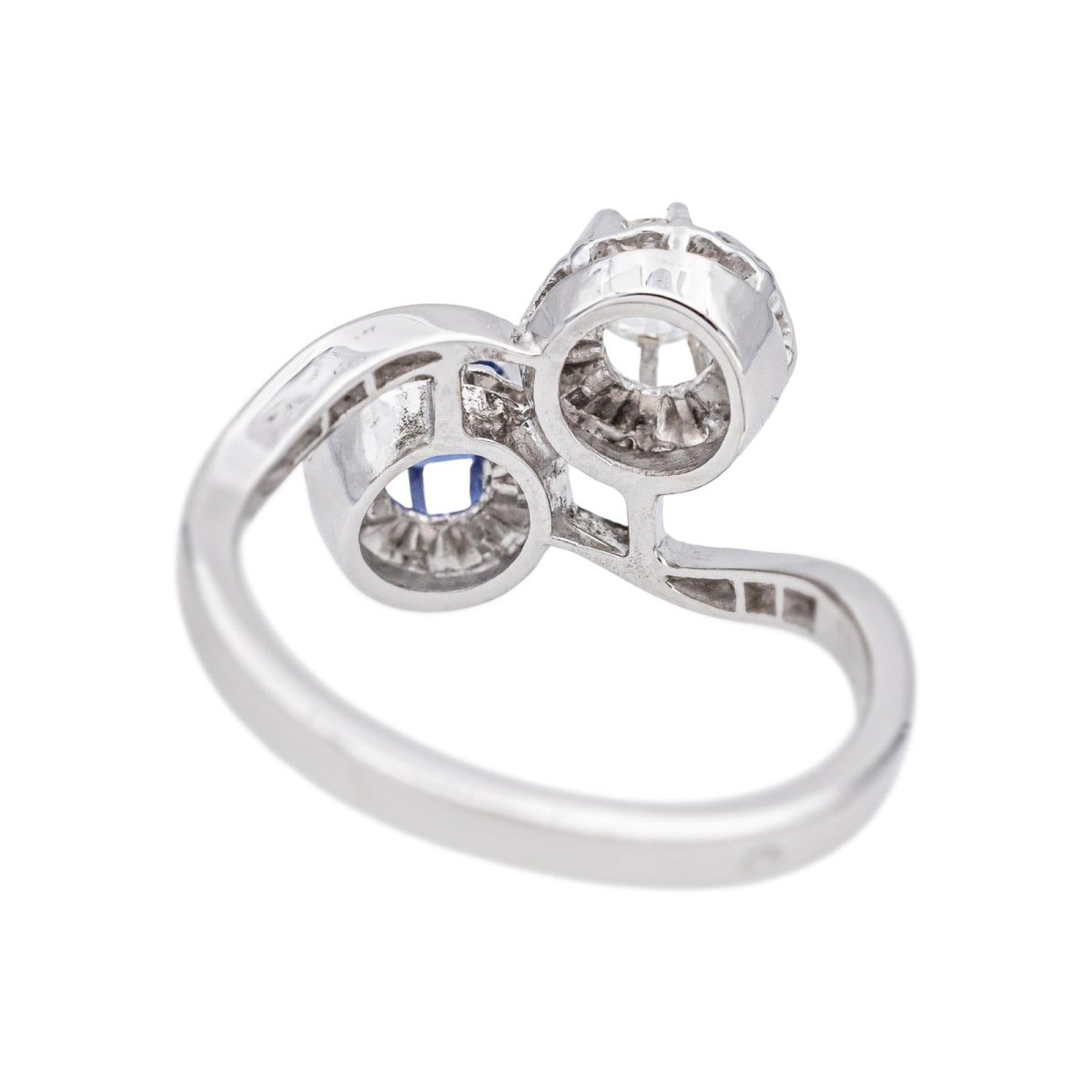 Bague Toi & Moi en or blanc, saphir et diamants - Castafiore