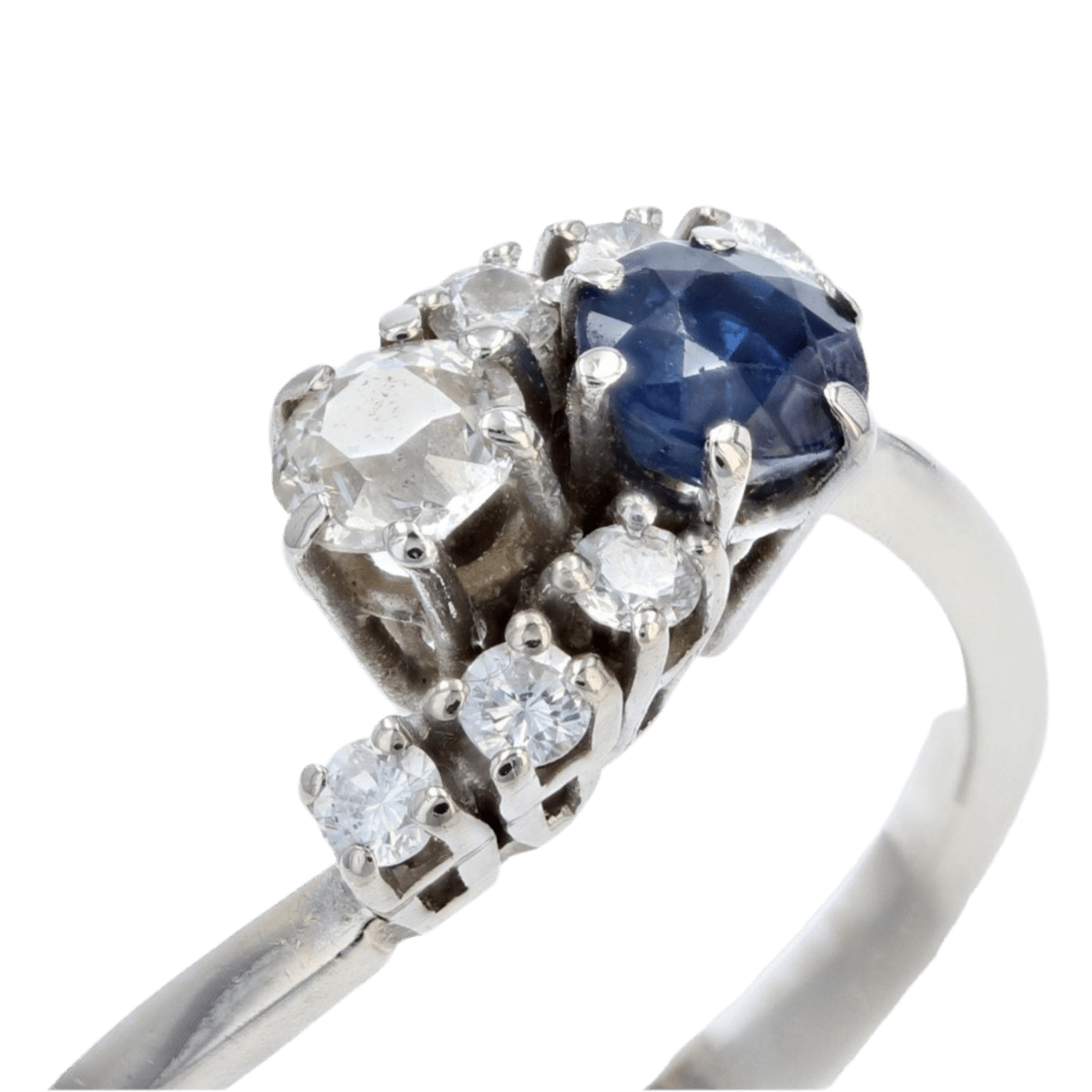 Bague Toi & Moi en or blanc, saphir et diamants - Castafiore