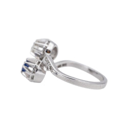 Bague Toi & Moi en or blanc, saphir et diamants - Castafiore