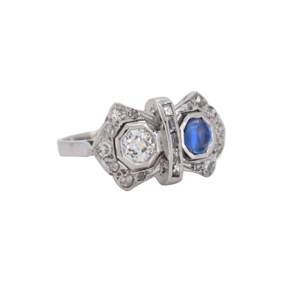 Bague Toi & Moi en or blanc, saphir et diamants - Castafiore
