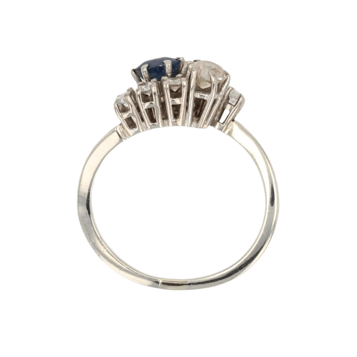 Bague Toi & Moi en or blanc, saphir et diamants - Castafiore