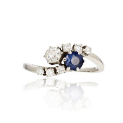 Bague Toi & Moi en or blanc, saphir et diamants - Castafiore