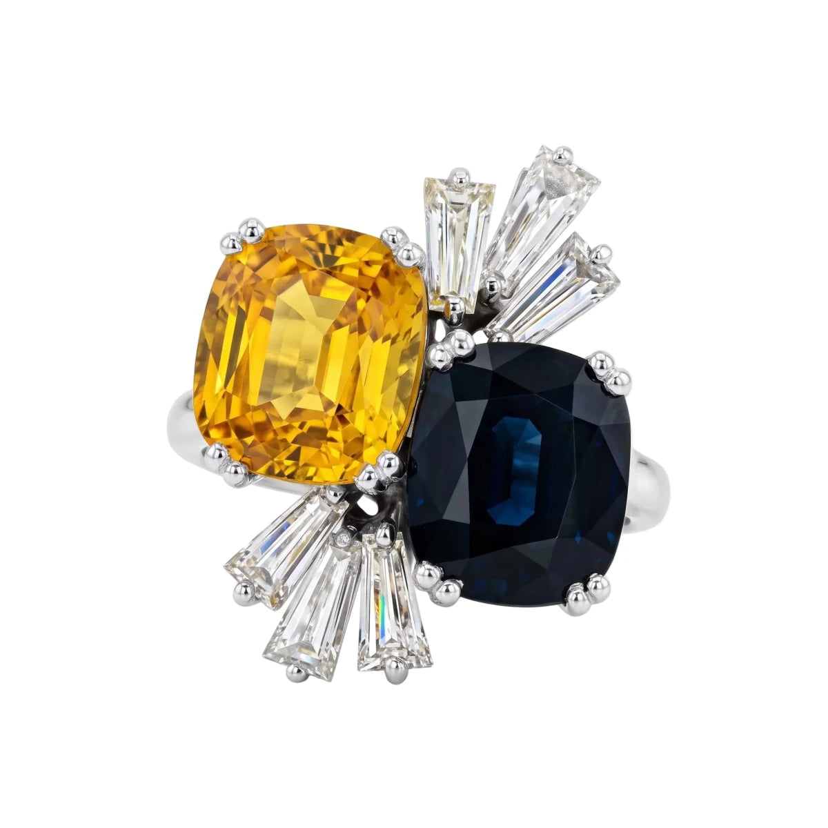 Bague Toi & Moi en or blanc, saphirs et diamants - Castafiore