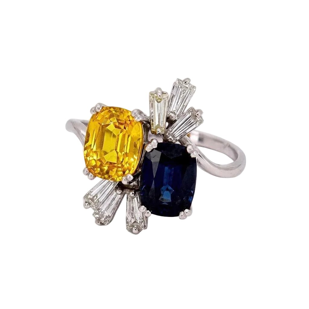 Bague Toi & Moi en or blanc, saphirs et diamants - Castafiore