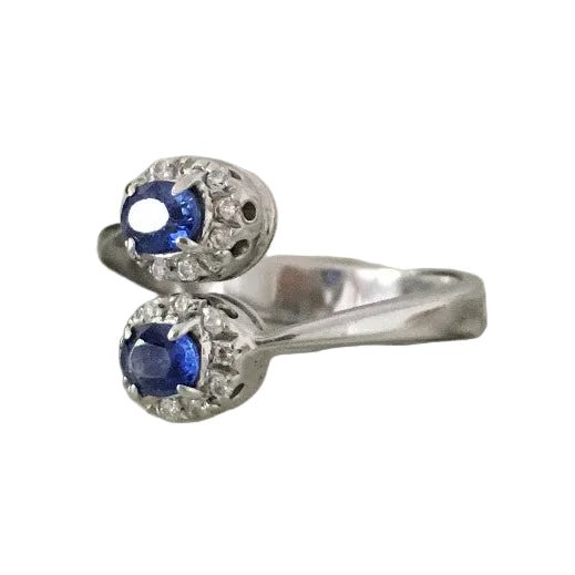 Bague Toi & Moi en or blanc, saphirs et diamants - Castafiore
