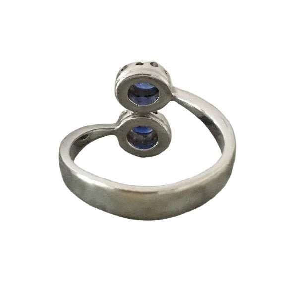 Bague Toi & Moi en or blanc, saphirs et diamants - Castafiore