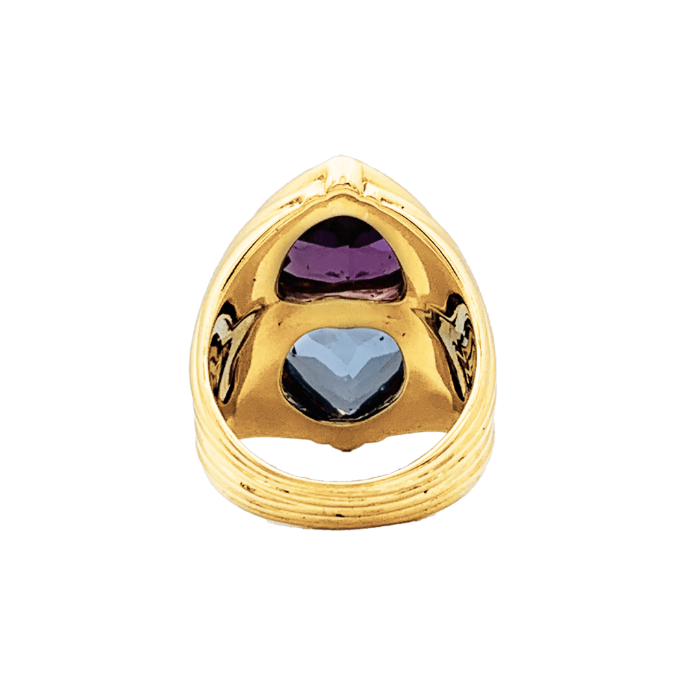 Bague Toi & Moi en or jaune, améthyste et topaze - Castafiore
