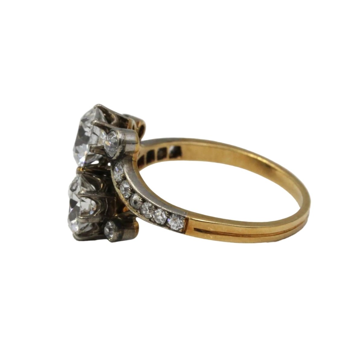 Bague Toi & Moi en or jaune, argent et diamants - Castafiore