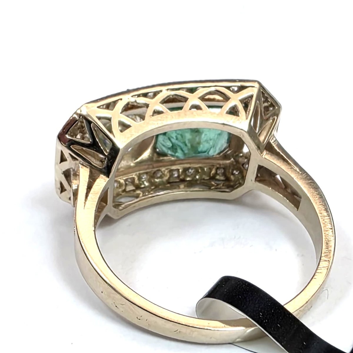 Bague Toi & Moi en or jaune, émeraude et diamants - Castafiore
