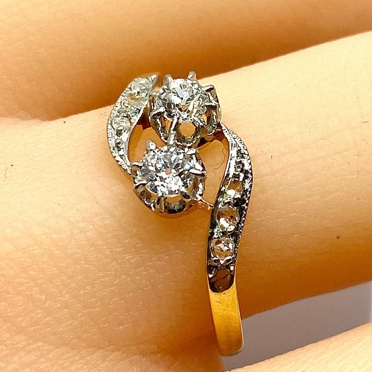 Bague Toi & Moi en or jaune et diamants - Castafiore