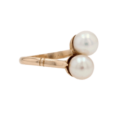 Bague Toi & Moi en or jaune et perles - Castafiore