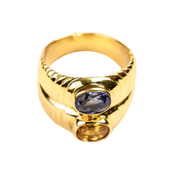 Bague Toi & Moi en or jaune et saphirs - Castafiore