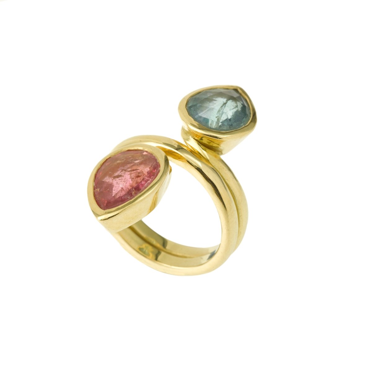 Bague Toi & Moi en or jaune et tourmalines - Castafiore