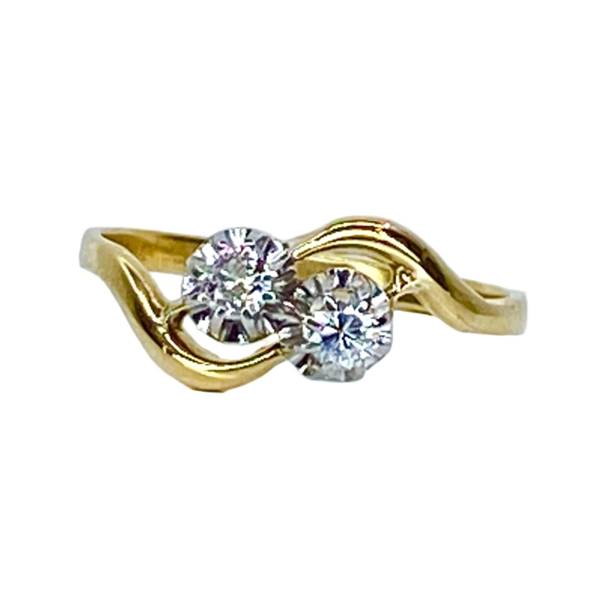Bague Toi & Moi en or jaune, or blanc et diamants - Castafiore