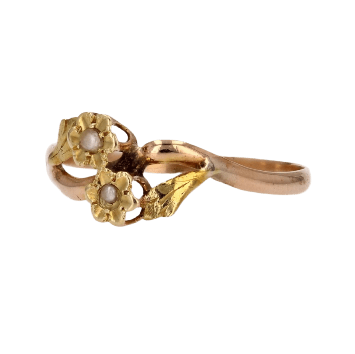 Bague Toi & Moi en or jaune, or rose et perles - Castafiore