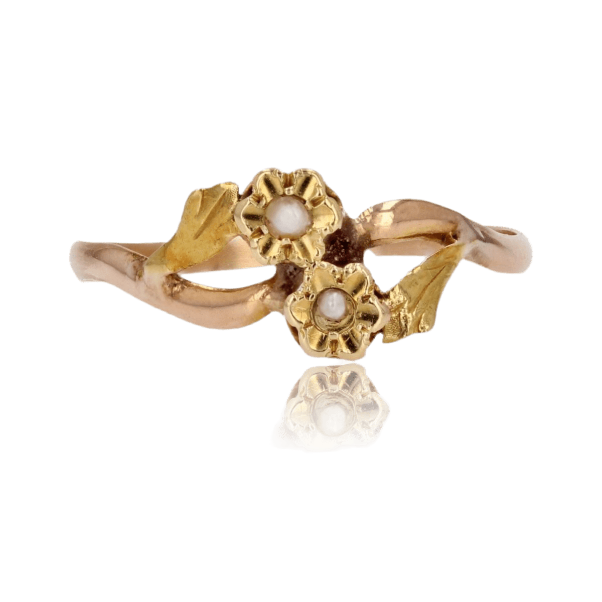 Bague Toi & Moi en or jaune, or rose et perles - Castafiore