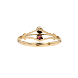 Bague Toi & Moi en or jaune, perle et grenat - Castafiore