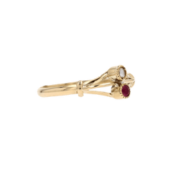 Bague Toi & Moi en or jaune, perle et grenat - Castafiore