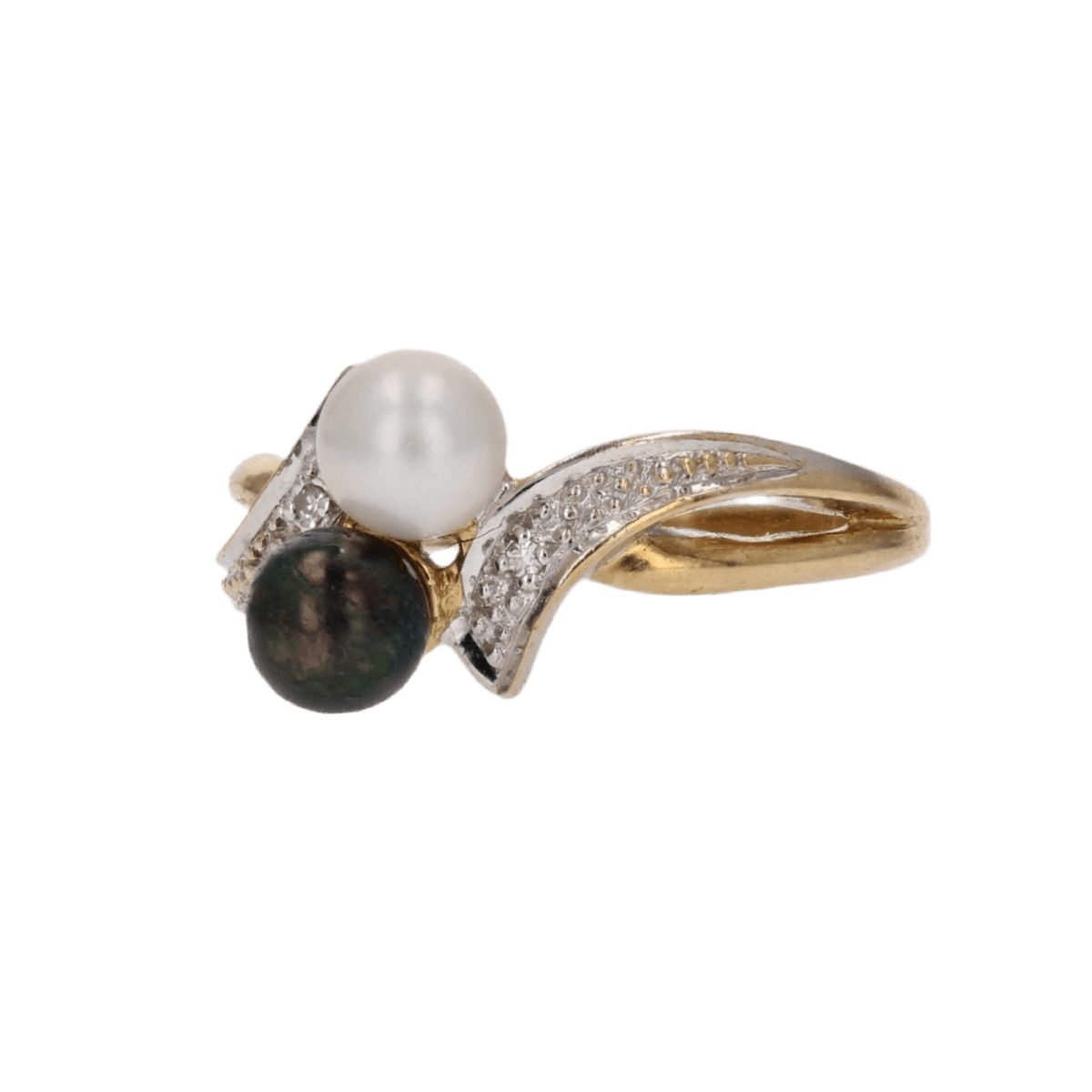 Bague Toi & Moi en or jaune, perles et diamant - Castafiore