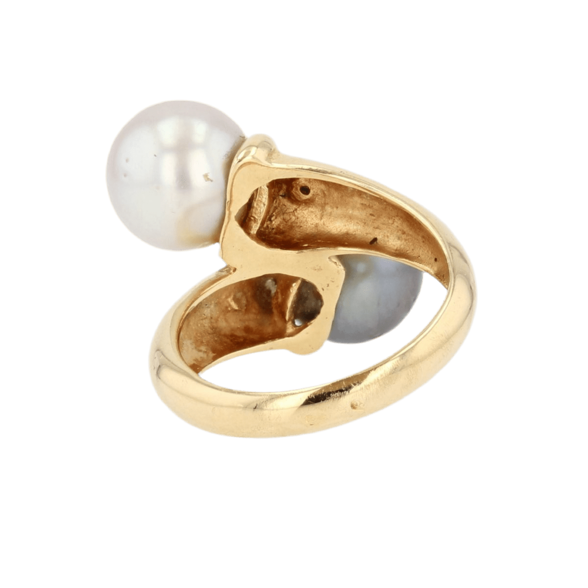 Bague Toi & Moi en or jaune , perles et diamants - Castafiore