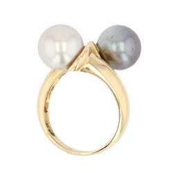 Bague Toi & Moi en or jaune , perles et diamants - Castafiore