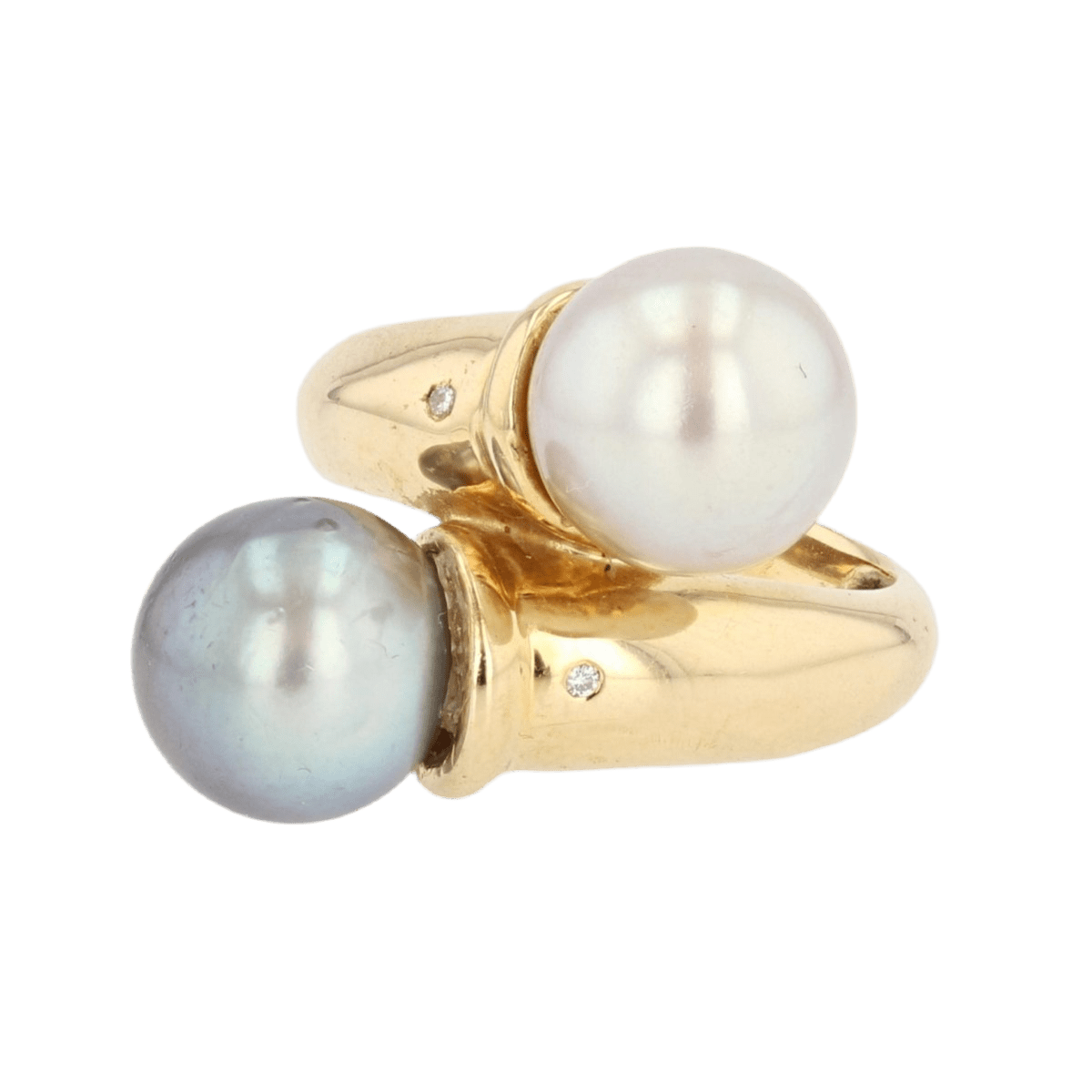 Bague Toi & Moi en or jaune , perles et diamants - Castafiore