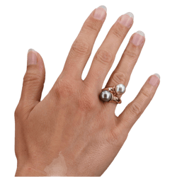 Bague Toi & Moi en or jaune , perles et diamants - Castafiore