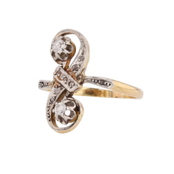 Bague Toi & Moi en or jaune, platine et diamants - Castafiore