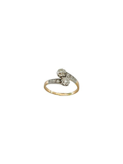 Bague Toi & Moi en or jaune, platine et diamants - Castafiore