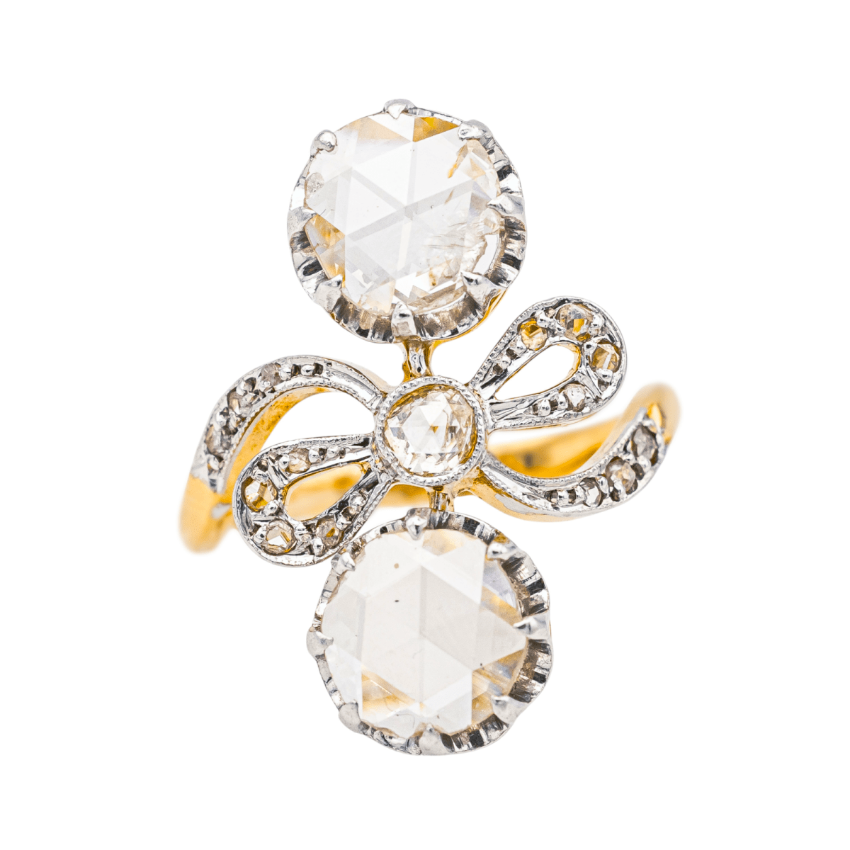 Bague Toi & Moi en or jaune, platine et diamants - Castafiore