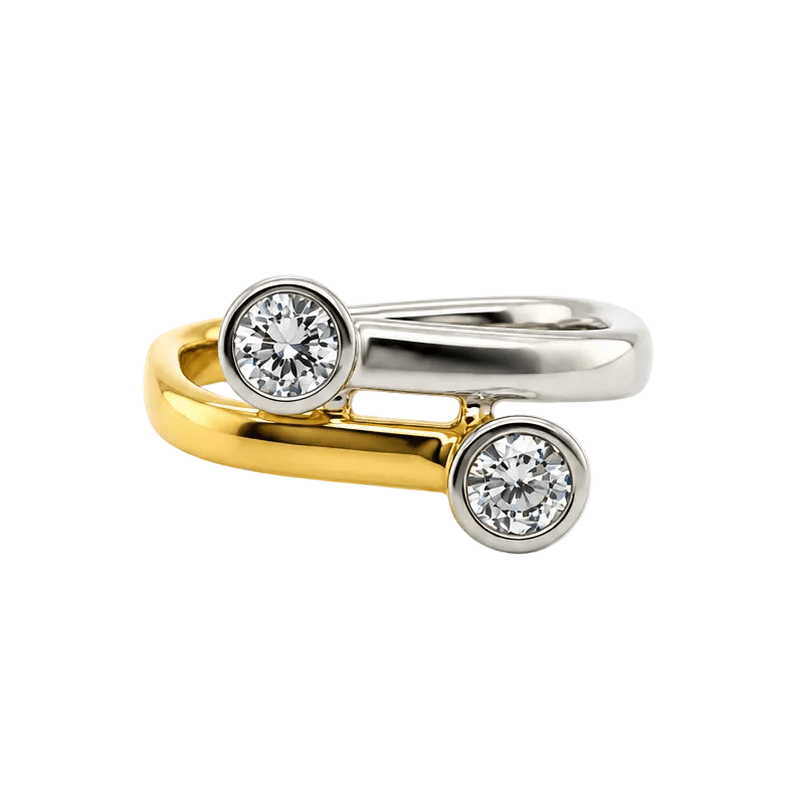 Bague Toi & Moi en or jaune, platine et diamants - Castafiore